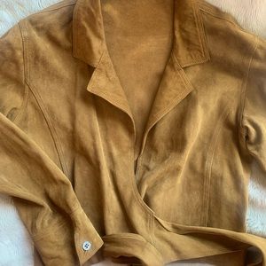 Camel suede wrap jacket